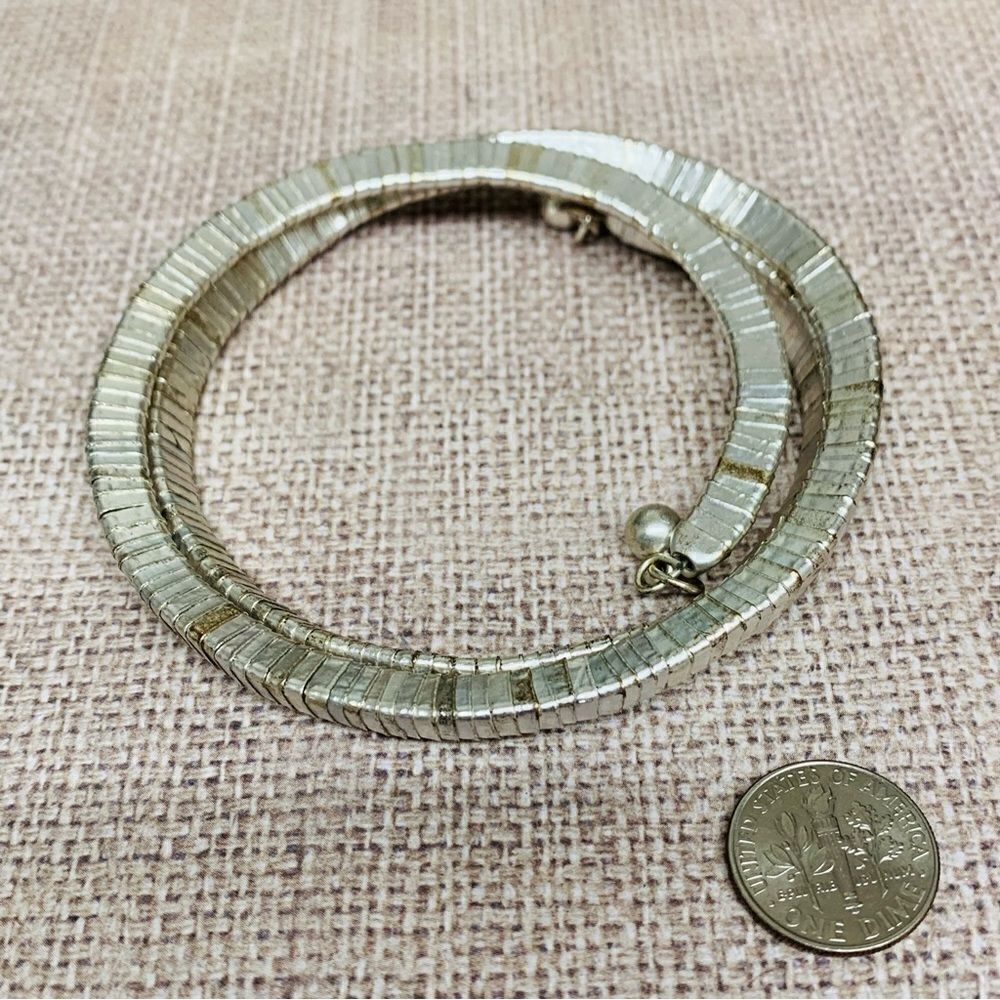 Silver Triangular Tube Memory Wire Bracelet